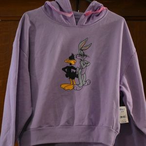 XL Looney Tunes Purple Cropped Sweatshirt